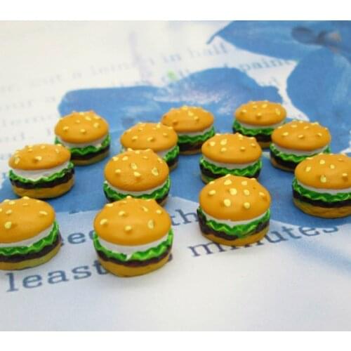20Pcs Resin Hamburger Crafts Flatback Cabochon Scrapbooking Decorations Fit Hair Clips Embellishments Beads Diy