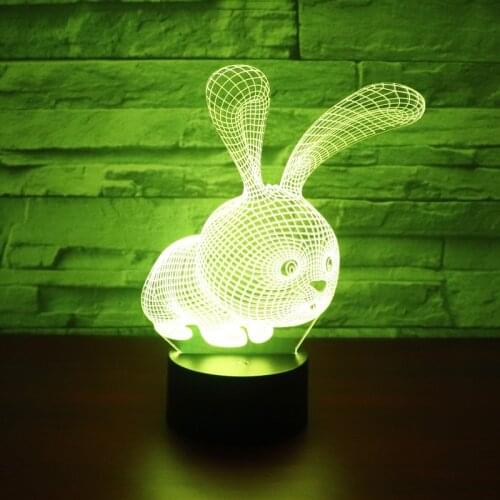 3D LED Night Light Little rabbit with 7 Colors Light for Home Decoration Lamp Amazing Visualization Optical Illusion Awesome