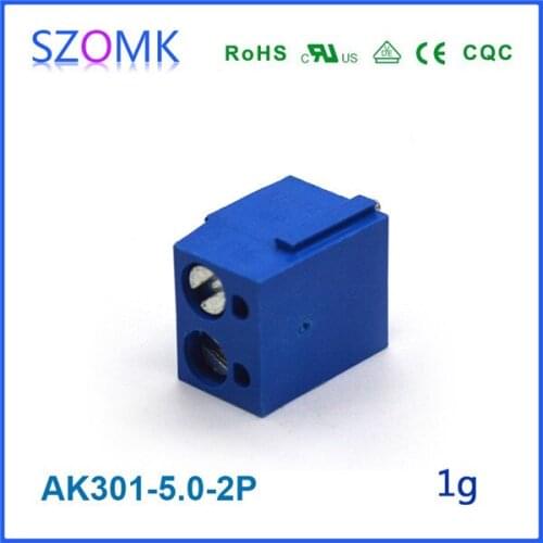 50 pcs/lot, Blue color 5.0mm pitch and 2 pins connectors electric terminal block in high quality connectors