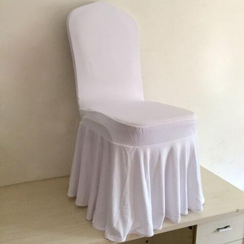 WedFavor 50pcs Swag Bottom Spandex Skirt Chair Covers Pleated Lycra Stretch Sundress Chair Covers For Wedding Banquet