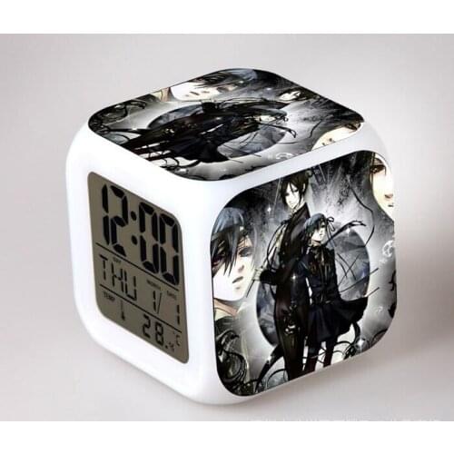 Anime Black Butler Alarm Clocks Sebastian Ciel Grell Sutcliff Undertaker Baldroy Lizzy William Led Digital Clock Figure Toy Doll