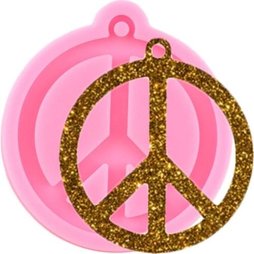 Shiny Glossy Peace Sign Keychain Mold Pendant Epoxy Resin Silicone Mould Craft DIY Clay Necklace Making Jewelry Moulds