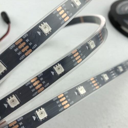 BLACK PCB 30leds/m SK6813 DC12V addressable full color RGB 5050 LED strip;5m/reel;waterproof in silicon tube;IP66