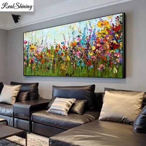 DIY 3D Diamond painting flower abstract floral field 5d Diamond mosaic Full Square round Diamond embroidery Cross stitch F288