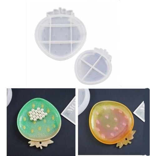 DIY Crafts Tray Plate Making Tool Crystal Epoxy Resin Mold Strawberry Shape Fruit Dish Casting Silicone Mould