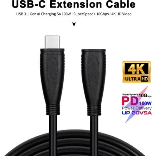 HD 4K 60Hz PD 5A USB3.1 Type-C Extension Cable 100W USB-C Gen 2 10Gbps Extender Cord For Macbook Nintendo Switch SAMSUNG Lapto