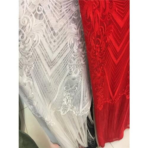 Good selling YG-681 french net lace fabric pretty Tulle net lace fabric for wedding dress with pretty fringe