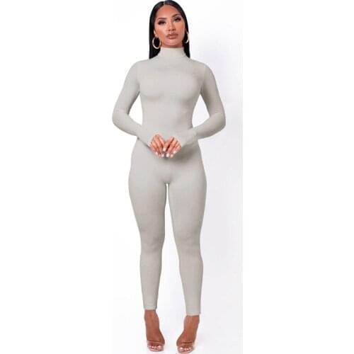 Fitness Jogger Rompers Overalls Skinny Solid Casual Streetwear Bodycon Women Active Playsuits 2021 Winter Jumpsuit