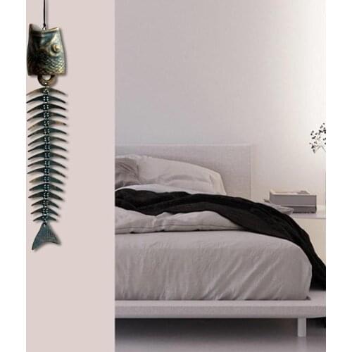 Metal Cast Iron Fish Bone Wind Chimes Lucky Hanging Pendant Figurines Window Ornament Garden Decoration Outdoor tuin decoratie