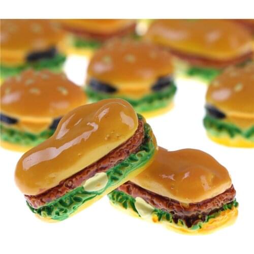 2Pcs Hamburgers Mini Miniature Food Figurine Anime Action Figure Toys For Home Garden Decor DIY Accessories