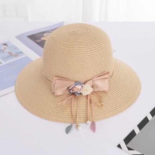 Fashionable Hats New Ladies Women Casual Flower Lace Ribbon Straw Hats Visor Cap For Holiday Seaside