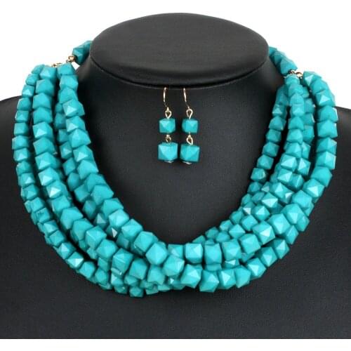 Fashion Womens Jewelry 5 Colors Multi Layer Handmade beads Pendants Bib Choker Statement Necklace for Party Wedding Engagement