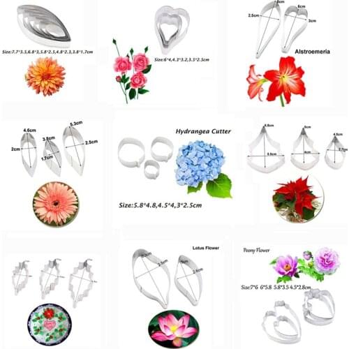 Stainless Steel Rose Penoy Flower Petals Cake Cutter Slicers Set DIY Wedding Party Fondant Sugar Pastry Cake Decorating Tools