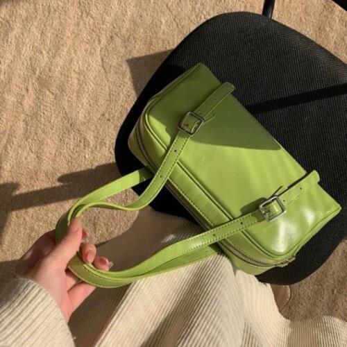 2021 New Avocado Green Shoulder Bag Retro Armpit Bag Korea Ins Bag New All-match Portable Female Bag