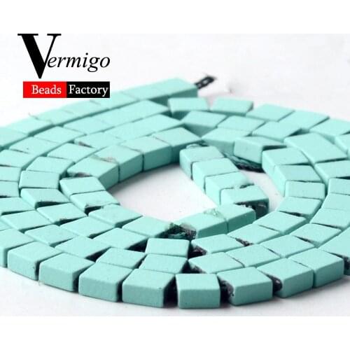 Wholesale Natural Square Light Green Nanotech Rubber Hematite Stone Beads For Jewelry Making 6*6mm Loose Beads Diy Bracelet 15