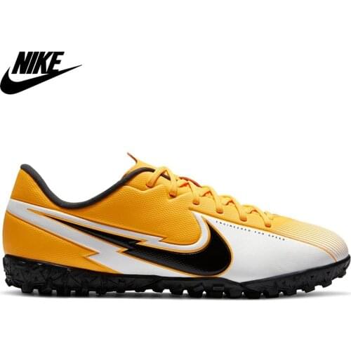 Original Nike Jr. Mercurial Vapor 13 Academy Tf Unisex Orange Astroturf Football Shoe AT8145-801