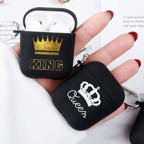 Couples Her King His Queen Soft silicone Case For Apple Airpods 2 1 cover For Air pods 3 Case Wireless charging soft Cover Box