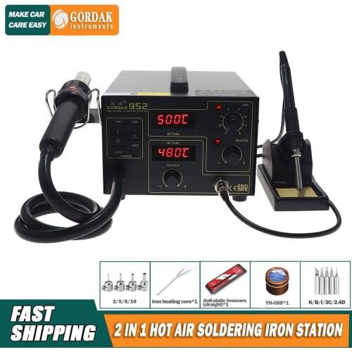 GORDAK 952 hot air gun and soldering iron 2 in 1 BGA rework station 220V / 270W welding tools including soldering iron nozzle ir