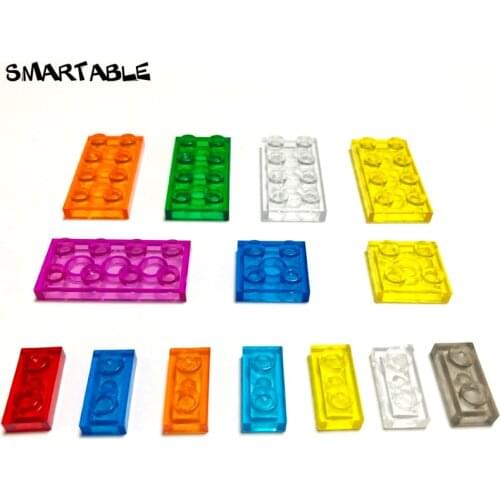 Smartable Plate 1x2 2x2 2x3 2x4 Transparent Building Block Part Toy For Kid Compatible Major Brands 3023/3022/3021/3020 100g/Lot