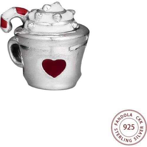 Authentic 925 Sterling Silver Warm Cocoa Charms Mixed Enamel Beads DIY Jewelry Making Fits Original Bracelets Perles