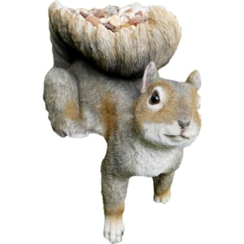Resin Birdbath Snacks For Birds Feeder Garden Squirrels Woodland Squirrel Shaped For Home Garden Yard Windows Decoration Gift