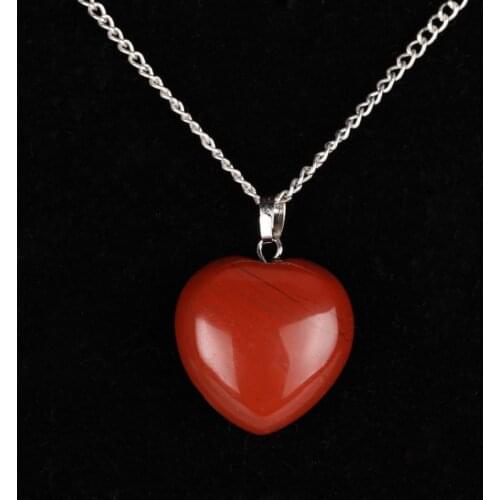 Natural Red Pink Jaspers Quartz Point Necklace Opalite Heart Crystal Black obsidian Healing Stone Chakra Reiki Fashion Jewelry