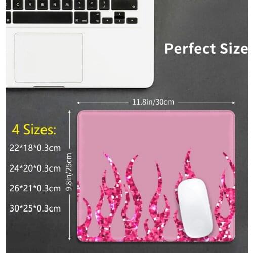 Pink Glitter Flames Mouse Pad DIY Print Flame Fire Y2k 2000s 90s Aesthetic Cute Retro Tumblr 2000s 80s