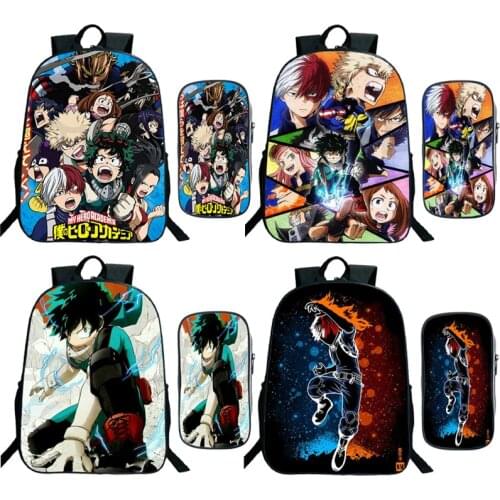 Mochila My Hero Academia Backpack School Bags Bookbag Pen Bag 2pcs Set Students Back To School Gift High quality Laptop Knapsack