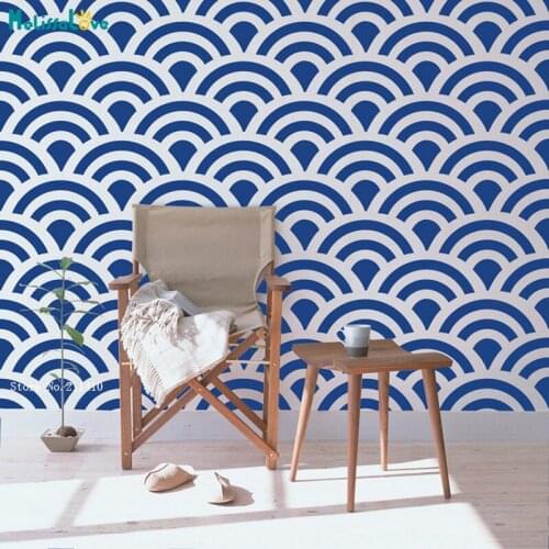 Chic Scallop Vinyl Wall Stickers Pattern Modern Stylish Pattern Wallpaper Like Decals Nurseries Modern Spaces Whimsical YT5126