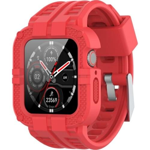 Siamese Silicone Straps Shockproof Armor For Apple Watch band 44mm 42mm 40mm 38mm Wristband IWatch Se 6 5 4 3 Watchband