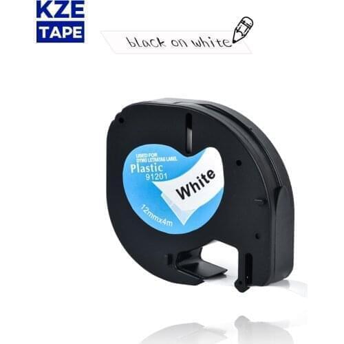 Compatible Dymo Letratag tape 91201 12mm Plastic Tapes Black on White 59422 91331 91221 Label Tape for LT100H Dymo Label printe