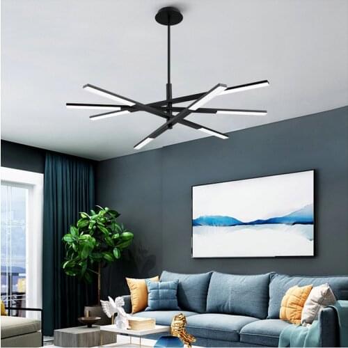 Modern Luster Multiple Long Rod 4/6/8 Head Metal Chandelier for Bedroom Living Dining Room Office Indoor Decor Home Lighting
