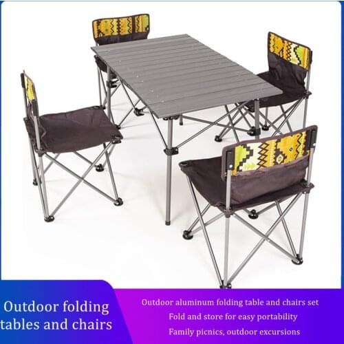 Outdoor foldable aluminum tables and chairs camping barbecue picnic tables waterproof and durable tables and chairs
