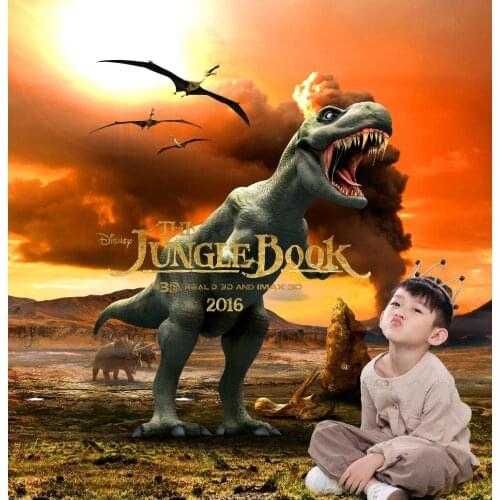 VinylBDS Photo Background Vintage Jurassic World Tyrannosaurus Rex Photography Backdrops For Children Studio Backdrop