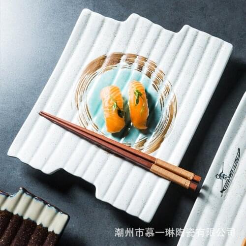 Japanese irregular ceramic plate Creative dish flat plate restaurant afternoon tea cake plate pastry pan snack plate