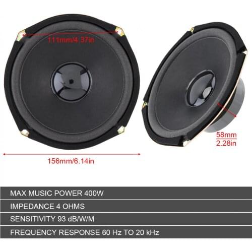1pcs 12V 6 Inch 400W Car Coaxial Speaker Vehicle Door Auto Audio Music Stereo Full Range Frequency Hifi Speakers