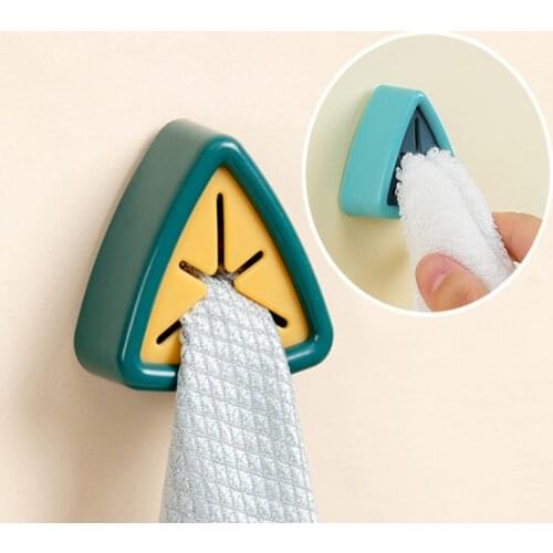 1Pcs Creative Free Punch Towel Storage Racks Hanger Adhesive Rag Dishcloth Holder Kitchen Rag Cleaning Tools Neaten Hook