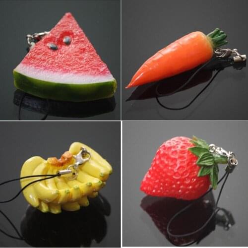 1PCs Mini Cute Fruit Keychain Simulation Fruit Cell Phone Charm Bag Key chain Pendant Decor New 2021 Key Chains Charms Holder