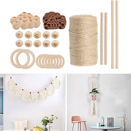 100meter 3mm DIY Macrame Cord Kit with Wooden Beads Wooden in
