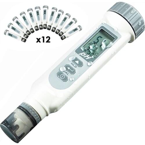 12 pieces x Digital Auto calibration Waterproof pH Meter Tester + Buffer Powder Solutions pH4.01 pH7.00 & pH10.01 , lot of 12