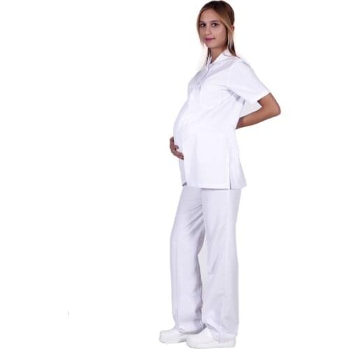 2021 Pregnant Nurse Uniform Women Care Worker Doctor Dentist Clinic Blouse Beauty Salon Cozy Elastic Waist Pants High Quality