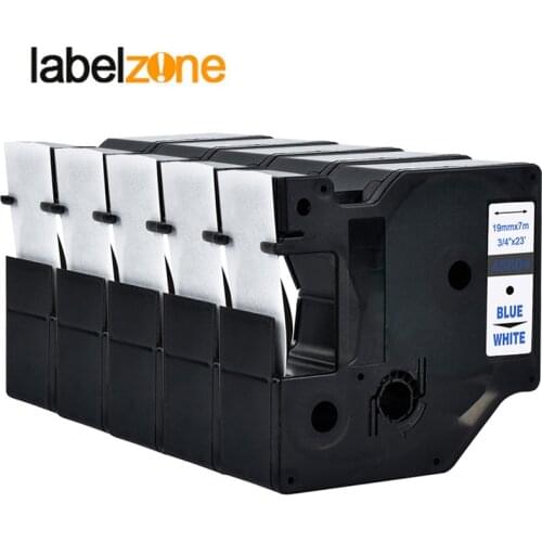 5pcs Blue on White 19mm Dymo D1 45804 Label Printer Ribbon Compatible Dymo Label Maker