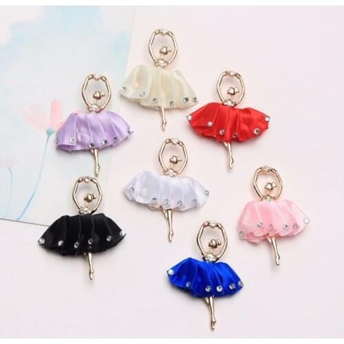 50PCS 56*42mm flatback tutu dance girl crystal rhinestone button embellishment for DIY phone case can mix colors(BTN-5711)
