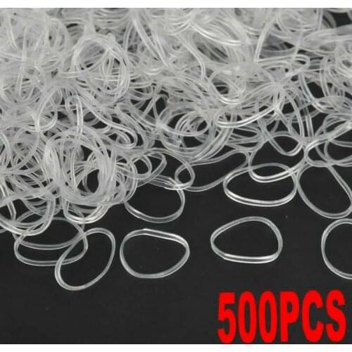 500pcs Transparent Hair Bands Ponytail Holder Elastic Rubber Bands Rope Ties for Women Bridal Girl Hair Stying Findings