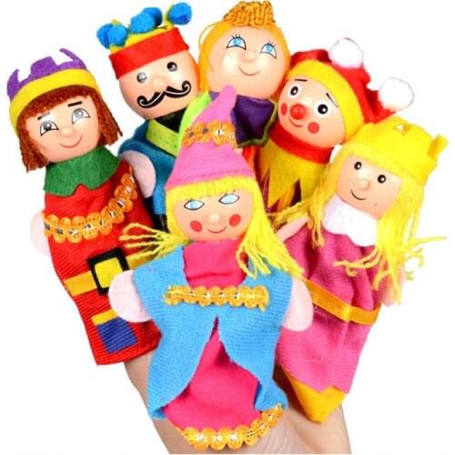 6 Pieces / Set 10 Cm Finger Puppet King Castle Queen Princess Family Story Props Doll Handmade Puppet Children Plush Toys