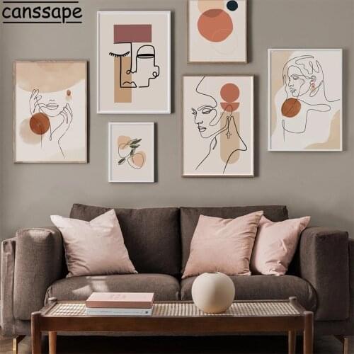 Abstract Wall Art Poster Line Woman Face Canvas Painting Geometry Art Print Nordic Posters And Prints Boho Decoration Home decor