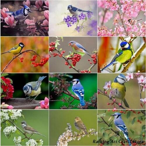 5D Diy Diamond Painting Bird Cherry Blossom Peach Tree Full Round Square Drill Embroidery Cross Stitch Mosaic Picture Home Decor