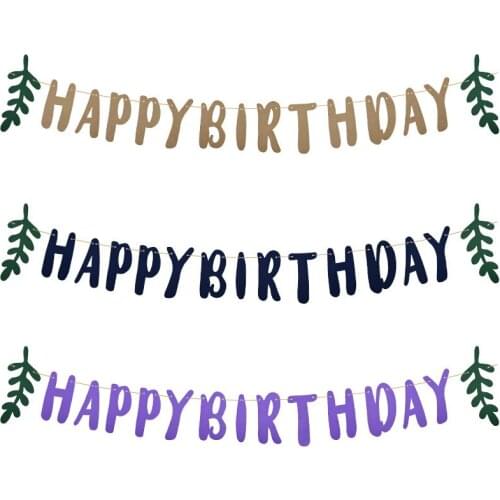 Happy Birthday Banner Leaf Banner Garland Bunting Birthday Decor for Happy Birthday Party Decoration Baby Shower Decorations