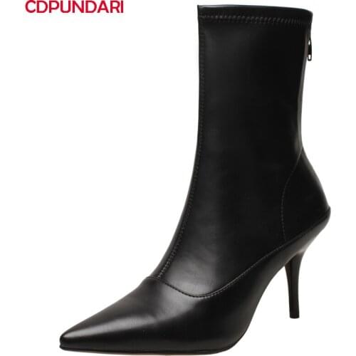 Ladies Sexy Stiletto High Heels Ankle Boots For Women Autumn Winter Short Boots Shoes Bottines Femme Botines Mujer Black White