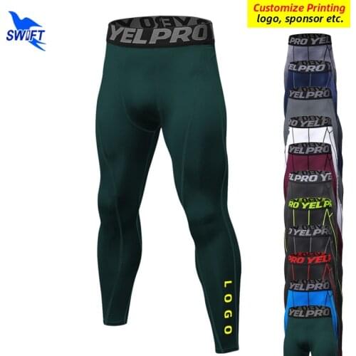 2021 Quick Dry Elastic Running Tights Men Compression Gym Fitness Leggings Workout Jogging Pants Yoga Training Bottoms Customize